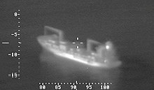An infrared aerial photograph of the cargo ship Maersk Alabama