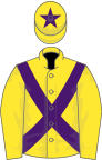 Yellow, purple cross-belts and star on cap