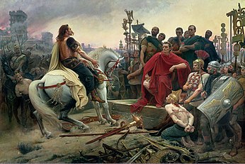 Vercingetorix throws down his arms at the feet of Julius Caesar, 1899