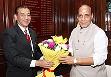 Kumar with Minister of Defence (India) Shri Rajnath Singh in 2014