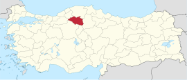 Location of the province within Turkey