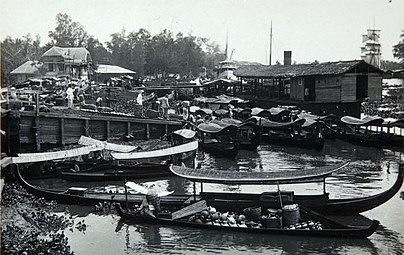 View over the market along the Martapura river in Banjarmasin