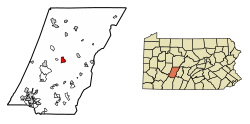 埃本斯堡在坎布里亚县和宾夕法尼亚州内的位置