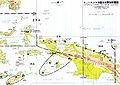 1944年4月日军在澳大利亚北部的态势。 比亚克岛被地图中央“2A（第2军）”字母右下方的黑线包围。