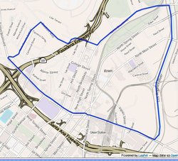 Map of the Chinatown neighborhood of Los Angeles, as delineated by the Los Angeles Times