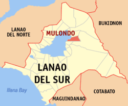 Map of Lanao del Sur with Mulondo highlighted