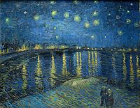 Starry Night Over the Rhone, (1888). Hoping to also have a gallery for his work his major project at this time was a series of paintings including Still Life: Vase with Twelve Sunflowers 1888, and Starry Night Over the Rhone, (1888) all intended to form the décoration of the Yellow House. [5]