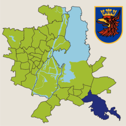 Location of Płonia-Śmierdnica-Jezierzyce within Szczecin