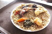Riz gras with chicken and vegetables