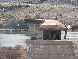 Abandoned Milwaukee Road bridge over the Missouri River at Lombard, Montana