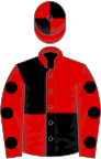 Red and black (quartered), red sleeves, black spots