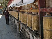 Prayer wheels at Samye Monastery.