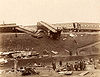 Russian train accident in 1888, showing the crushed dining car and grand-ducal car
