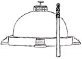 Reconstitution of approximate layout of Sanchi at the time of the Mauryas, showing the pillar topped by a dharmachakra.
