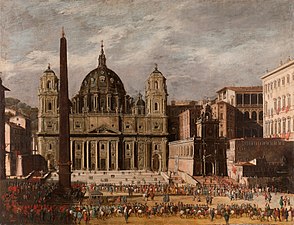 圣伯多禄大殿于1630年完工不久的样貌（Viviano Codazzi 画）