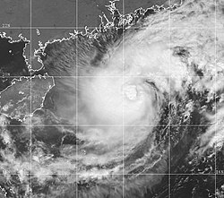 輕度颱風凱姆強度達巔峰時的衛星雲圖