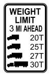 Road sign indicating bridge weight limit