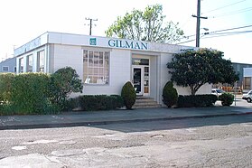 The former office building, currently housing the Gilman Grill