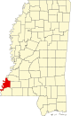 标示出亚当斯县位置的地图