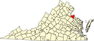 Map of Virginia highlighting King George County