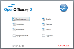 OpenOffice.org v3.2.1的開始介面