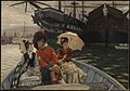 朴茨茅斯船坞，由詹姆斯·迪索绘于1877年。根据泰特绘画陈列馆的描述，这幅画在展出的时候引起了牵然大波，因为画中人的道德值得怀疑。作品被人当成是反面教材。[27]