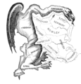 FP: Elkanah Tisdale (1771-1835) original political cartoon "The Gerry-Mander", which coined the term gerrymander.