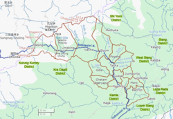 Upper Subansiri district with administrative circles and other labels