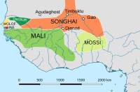 The Mali Empire, the Songhai Empire and surrounding states, 1530