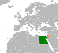 Map indicating locations of Egypt and Jordan