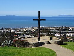 Serra Cross with Anacapa and Santa Cruz Islands in background