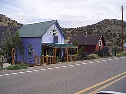 old miners' cabins remodeled into shops