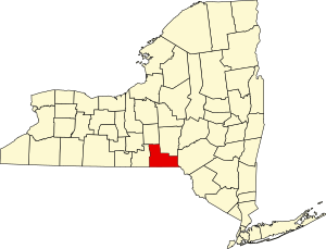 Map of New York highlighting Broome County