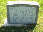 Grave site of William Johnson LeBaron (1856-1929) and Zina S. LeBaron. W. J. LeBaron served as Mayor of Mesa from 1888 to 1896.