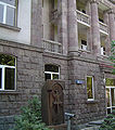 A monument dedicated to Monte Melkonian in front of Yerevan State University dormitory.