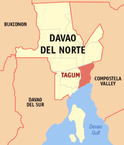 Map of Davao del Norte with Tagum highlighted