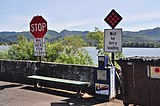 Ferry wait signs at Puget Island, WA