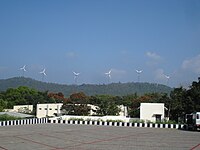 ME11. India is the fifth largest producer of wind powered electricity. Shown here is a view of the windmills on the Seshachalam Hills.