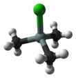 Ball-and-stick model of the trimethylsilyl chloride molecule