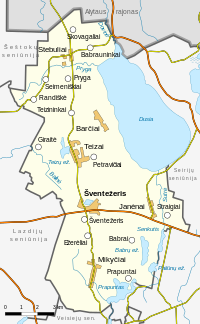 Map of the Šventežerio seniūnija