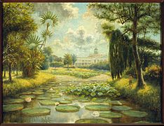 Painting of Bogor Botanical Garden, where Max Fleischer work with Dr. Melchior Treub.