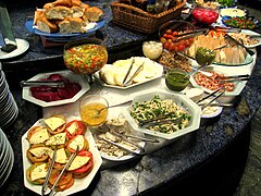 A rodízio side dish buffet selection