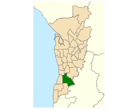 Map of Adelaide, South Australia with electoral district of Davenport highlighted