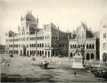 "Elphinstone College and Sassoon Library," in Bombay; a collotype print by Clifton & Co., c.1900; also *"University Library and Clock Tower"
