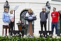 The Falcon lectern featuring the logo of the United States White House in 2024