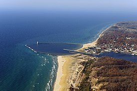 Aerial view of Frankfort Harbor