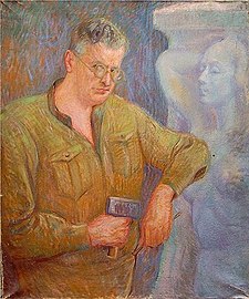 The Sculptor Fritz Behn [de] Working with a Hammer, ca. 1928.