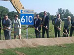 Senators Al Franken and Amy Klobuchar with other dignitaries breaking ground on the MN 610 extension