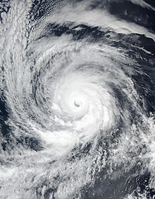 A satellite image of Hurricane Marie as a Category 4 hurricane on October 2