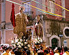 Statues of Saint Severinus and Saint Severus (right), carried during a procession at San Severo.